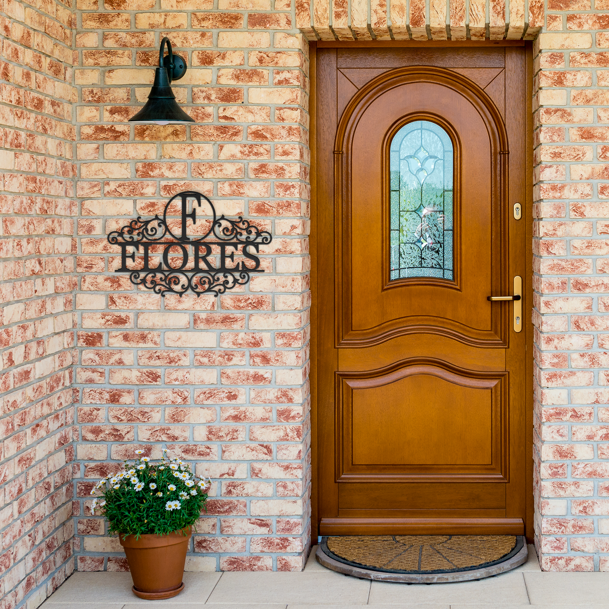 Custom_Last_Name_Metal_Sign_Mono_7_Black_Brick_Entrance_Mockup.png