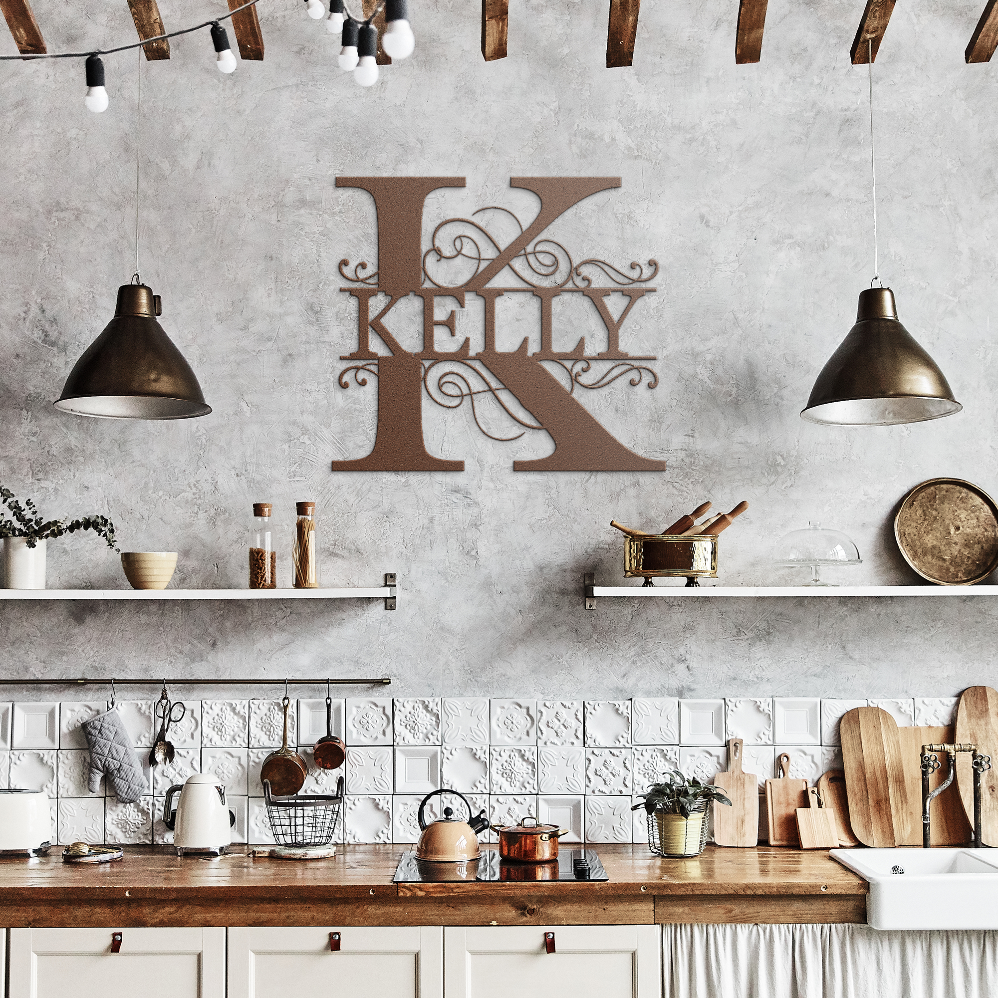 Custom Last Name Monogram Metal Sign  – Perfect Housewarming Gift