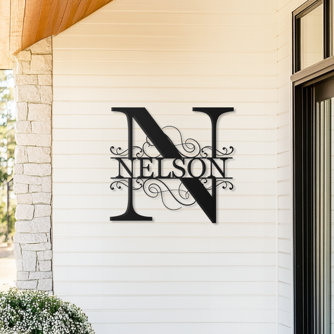 Custom Last Name Monogram Metal Sign  – Perfect Housewarming Gift