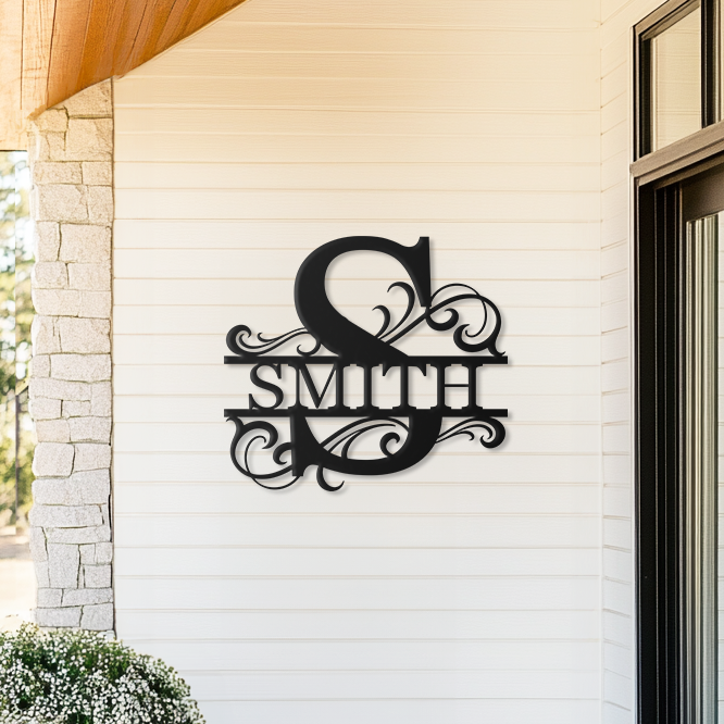 Custom Initial & Last Name Metal Sign –  Perfect Housewarming Gift