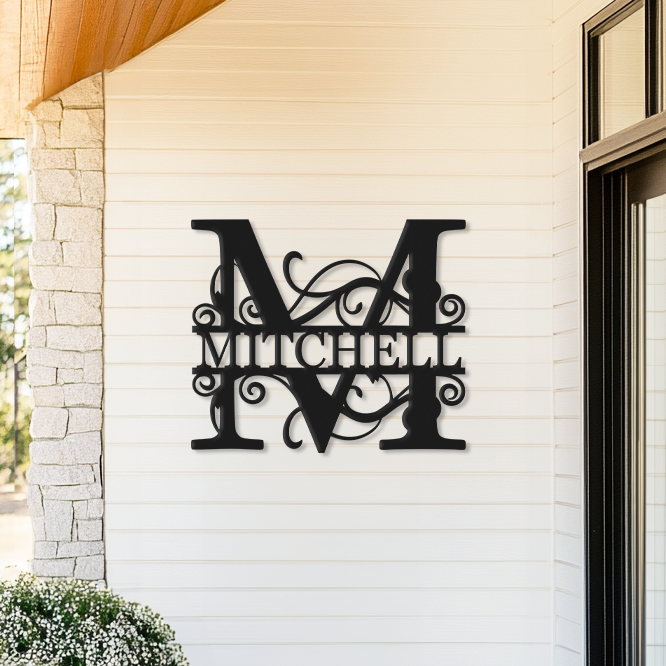 Custom Monogram Last Name Metal Sign – Elegant Wedding Keepsake