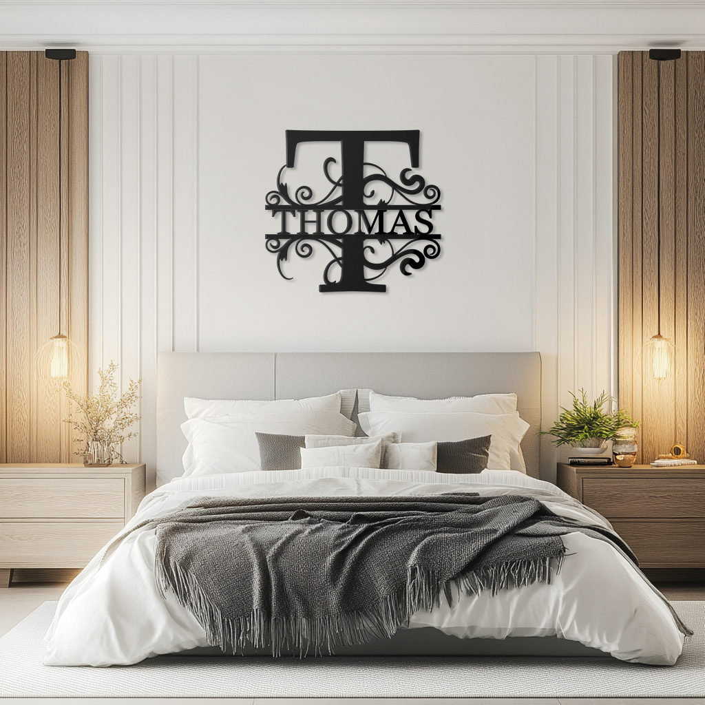 Custom Monogram Last Name Metal Sign – Elegant Wedding Keepsake